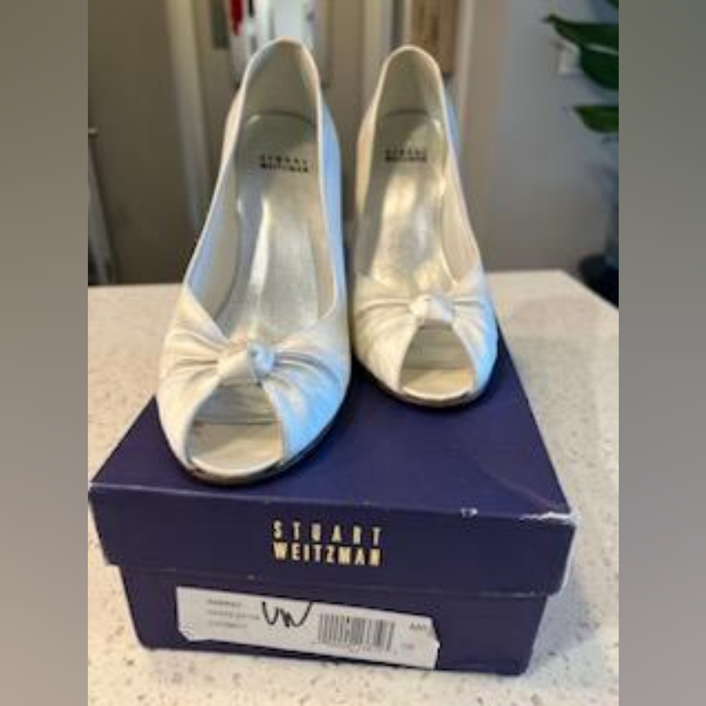 Stuart Weitzman satin wedding shoes